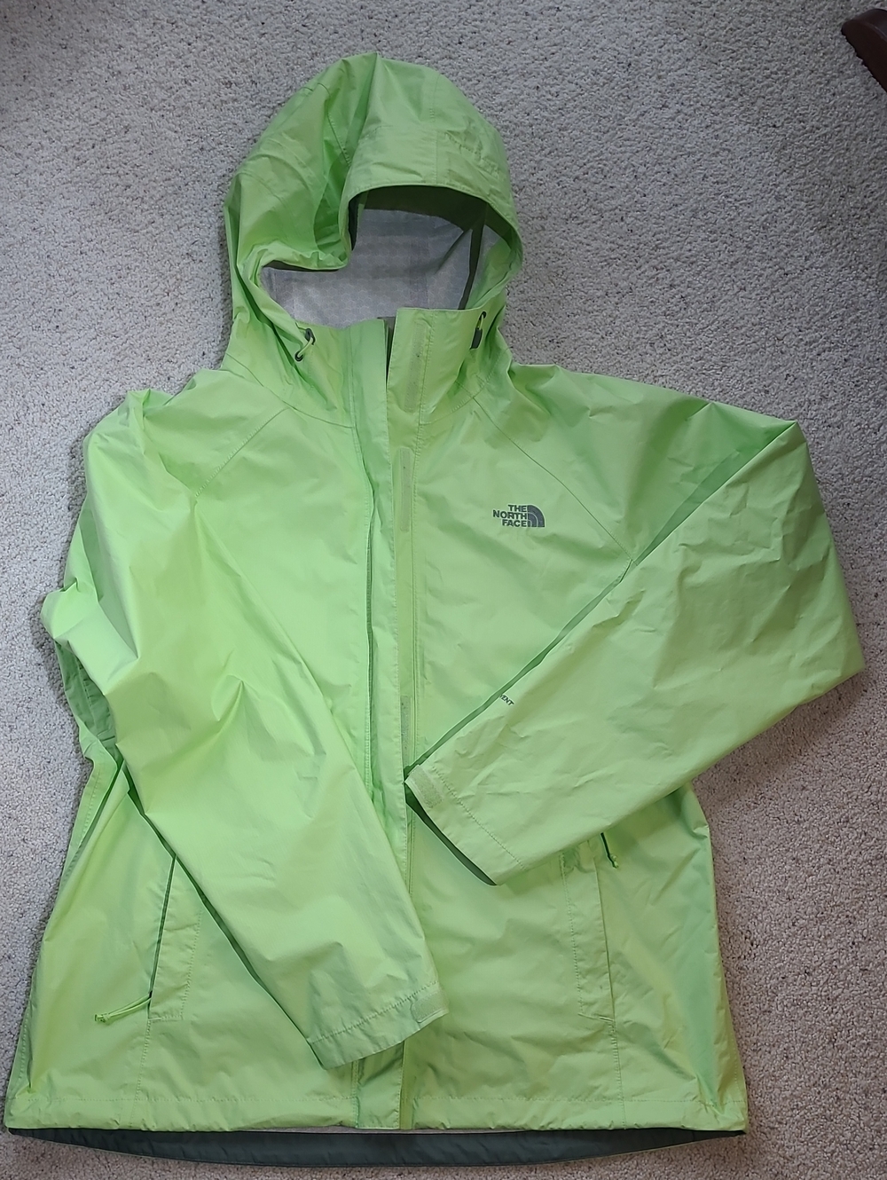 The North Face Womens Lime Green Hooded Rain Jacket